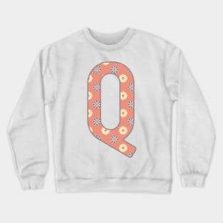 MONOGRAM LETTER Q PINK FLORAL TYPOGRAPHY DESIGN Crewneck Sweatshirt